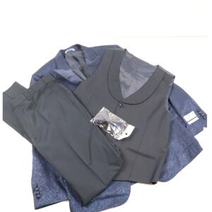 Kilburne & Finch Tuxedo Jacket Vest Blue Paisley 42R NWT MSRP 150